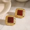 Vintage Red Stone Stud Earrings